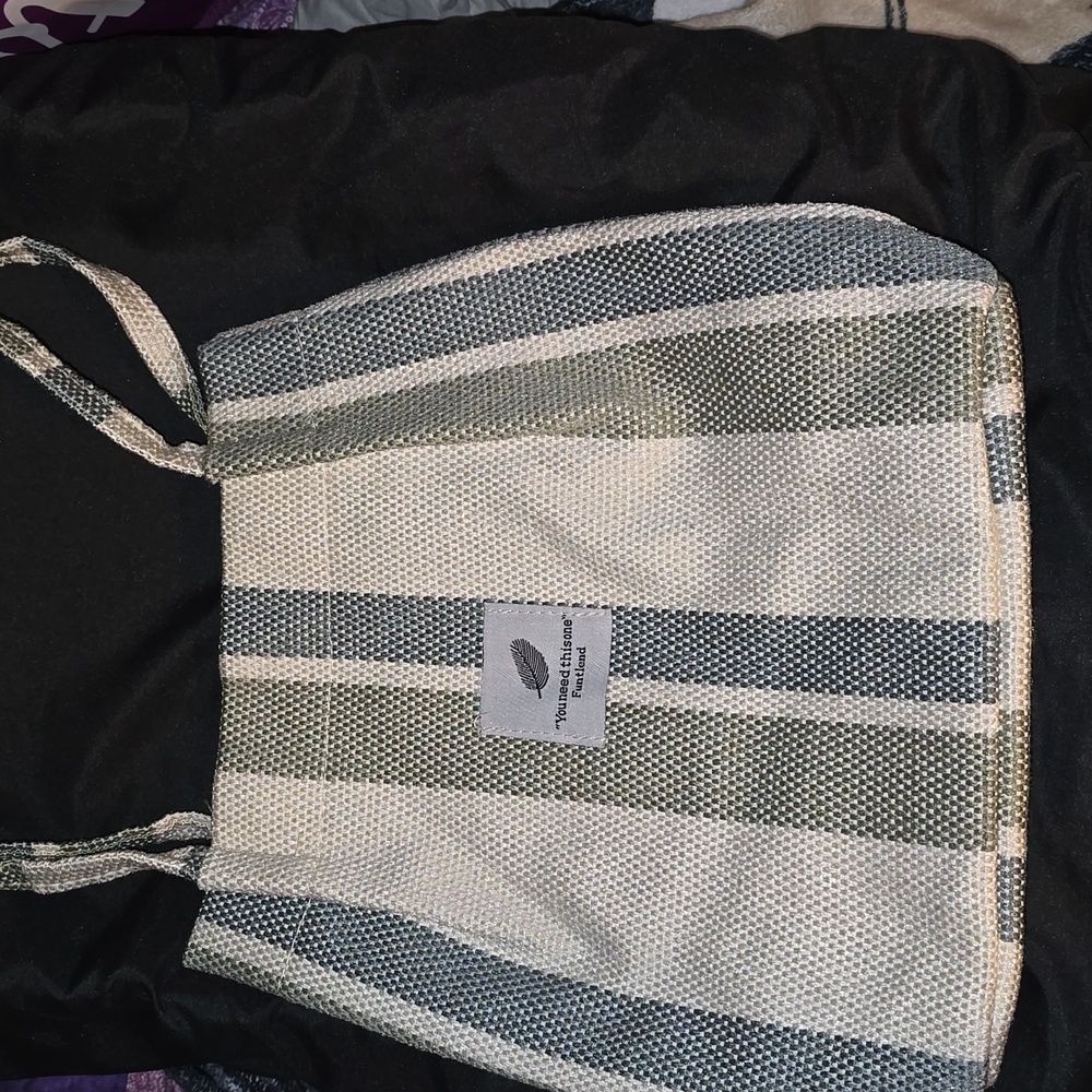 Green & Creme Colored Striped Bag